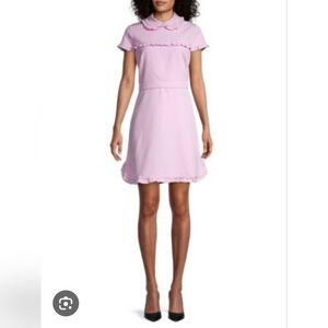 Gal Meets Glam Ruffle-Trim Peter Pan Collar Over The Knee Pastel Lilac Dress
